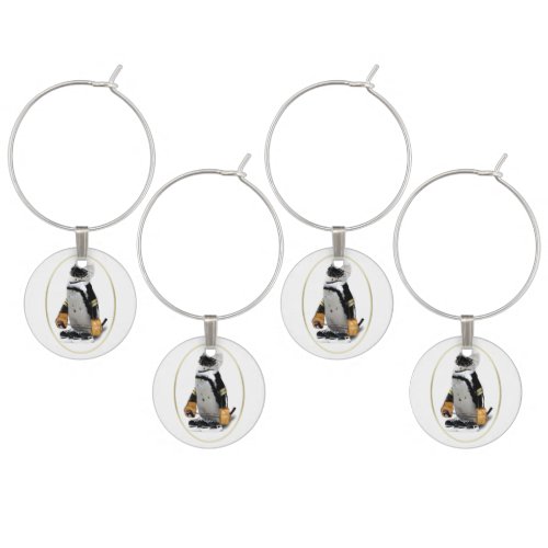 Penguin Wearing Hockey Gear Wine Charm