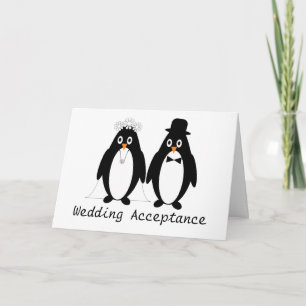 Penguin Wedding Acceptance Card