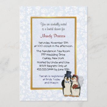Penguin Wedding - Bridal Shower Invitation by SpiceTree_Weddings at Zazzle