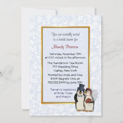 Penguin Wedding - Bridal Shower Personalized Invite