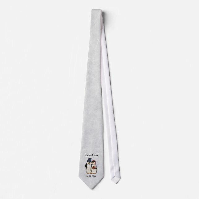 Penguin Wedding Bride and Groom Tie - Customize (Front)