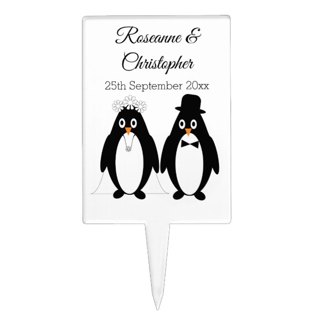 Penguin Wedding Cake Topper (Front)