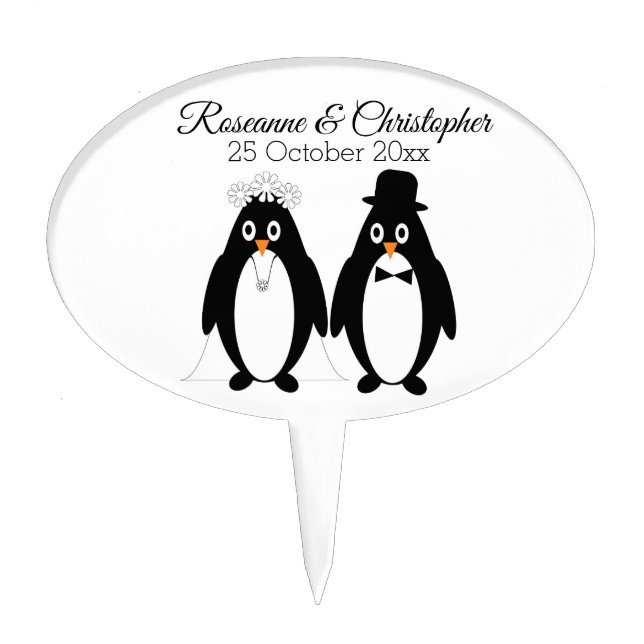Penguin Wedding Cake Topper (Front)
