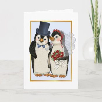 Penguin Wedding- No Text Card by SpiceTree_Weddings at Zazzle