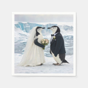 Penguin Wedding on an Arctic Glacier Napkins