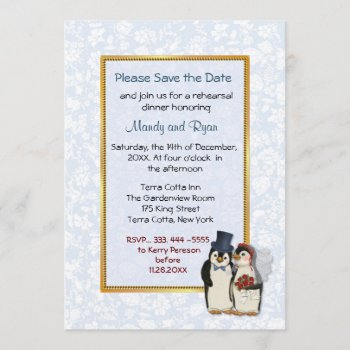 Penguin Wedding -  Rehearsal Dinner Invitation by SpiceTree_Weddings at Zazzle