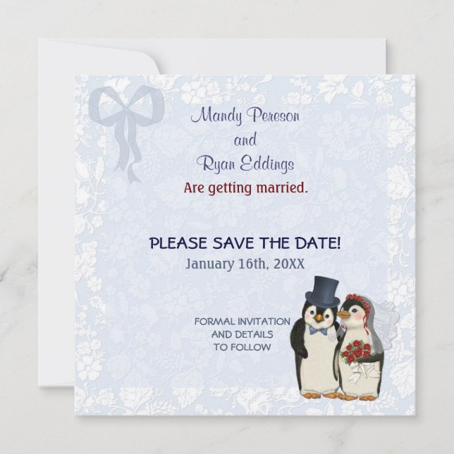 Penguin Wedding - Save the Date (Front)