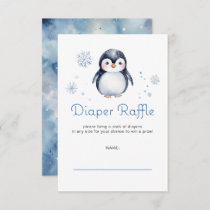 Penguin Winter Baby Shower Diaper Raffle Ticket Enclosure Card