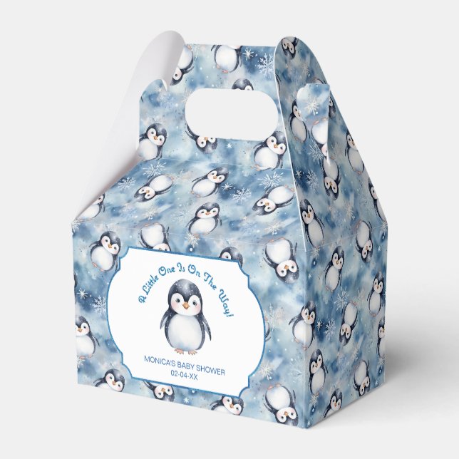 Penguin Winter Baby Shower Favor Box (Back Side)