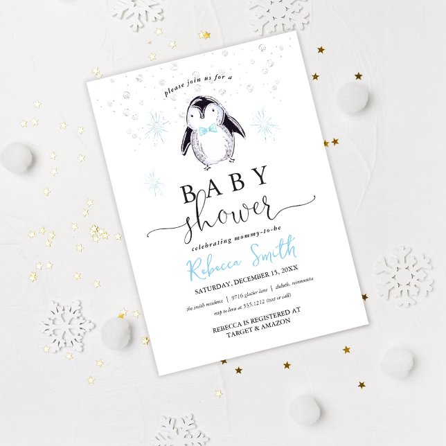 Penguin Winter Baby Shower Invitation (Creator Uploaded)