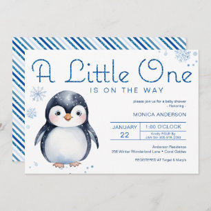 Penguin Winter Baby Shower Invite for Girl or Boy