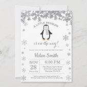 Penguin Winter Baby Shower Snowflake Invitation (Front)