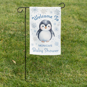 Penguin Winter Baby Shower Welcome Flag