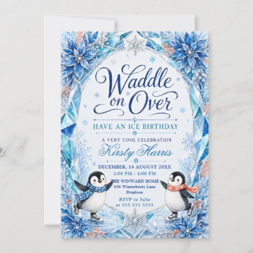 Penguin Winter Birthday Party Invitation