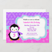 Penguin Winter Birthday Party Invitations (Front/Back)