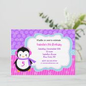 Penguin Winter Birthday Party Invitations (Standing Front)