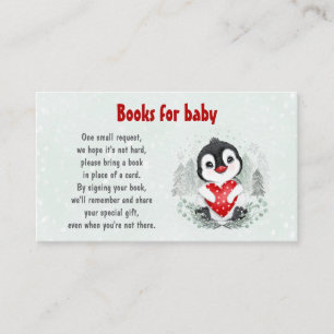 Penguin Winter Boy Baby Shower Books for baby Enclosure Card