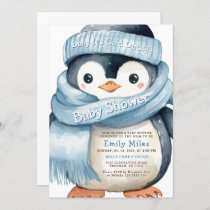 Penguin Winter Boy Baby Shower Invitation