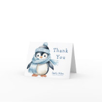 Penguin Winter Boy Baby Shower Thank You Card