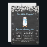 Penguin Winter Boy Birthday Invitation<br><div class="desc">Penguin Winter Boy Birthday Invitation. White Snowflake. Boy Birthday Party Invitation. Winter Holiday Bday. 1st First Birthday. 1st 2nd 3rd 4th 5th 6th 7th 8th 9th 10th 11th 12th 13th 14th 15th, any age. Chalkboard Background. Black and White. For further customization, please click the "Customize it" button and use our...</div>