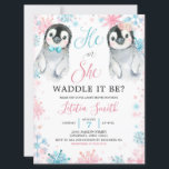 Penguin Winter Gender Reveal Invitation<br><div class="desc">Penguin Winter Gender Reveal Invitation</div>