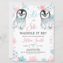 Penguin Winter Gender Reveal Invitation
