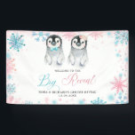 Penguin Winter Gender Reveal Large Banner Sign<br><div class="desc">Penguin Winter Snowflake Gender Reveal Large Banner Sign</div>
