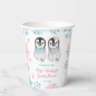 Penguin Winter Gender Reveal Paper Cup