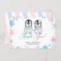 Penguin Winter Gender Reveal Thank You Card