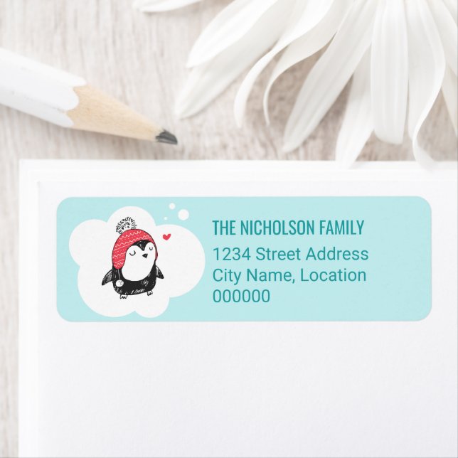 Penguin Winter Holiday Label (Insitu)