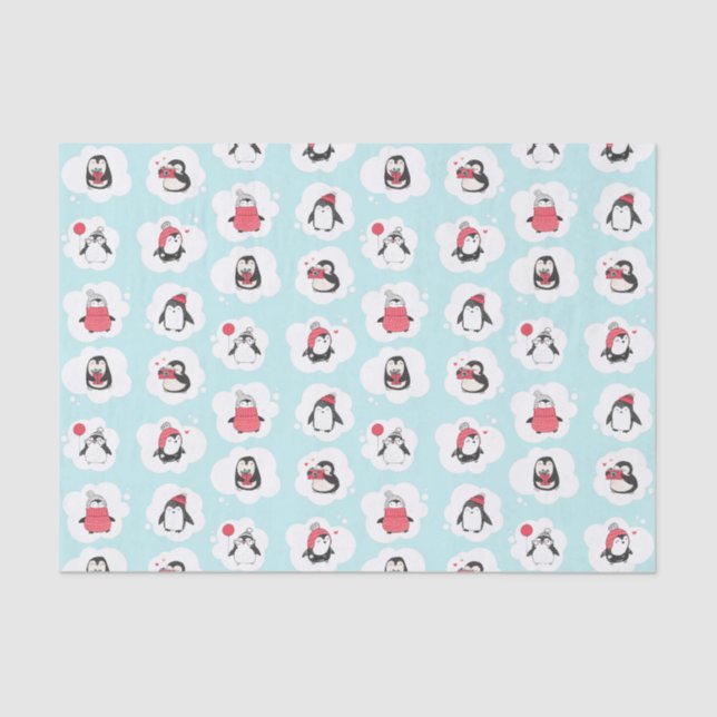 Penguin Winter Holiday Tissue Paper (Front)