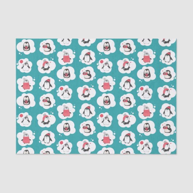 Penguin Winter Holiday Tissue Paper (Front)