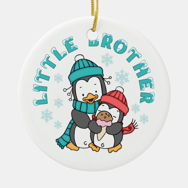 Penguin Winter Little Brother Ceramic Ornament (Front)