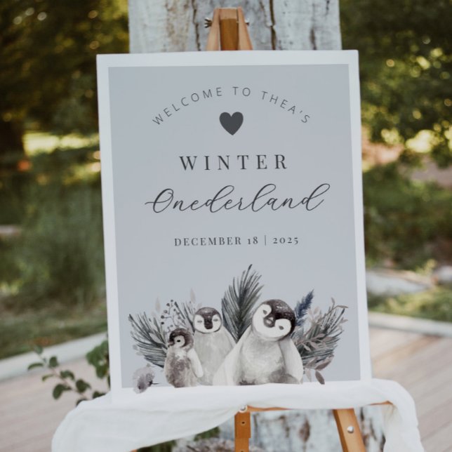 Penguin Winter Onederland Birthday Welcome Sign (Creator Uploaded)