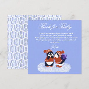 Penguin Winter Snow Birthday Baby Shower Book Thank You Card