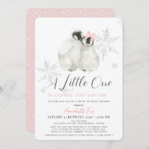 Penguin Winter Snowflake Pink Drive-by Baby Shower Invitation