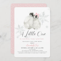 Penguin Winter Snowflake Pink Girl Baby Shower Invitation