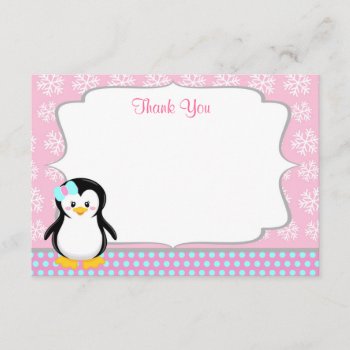 Penguin Winter Snowflake Thank You Cards by Petit_Prints at Zazzle