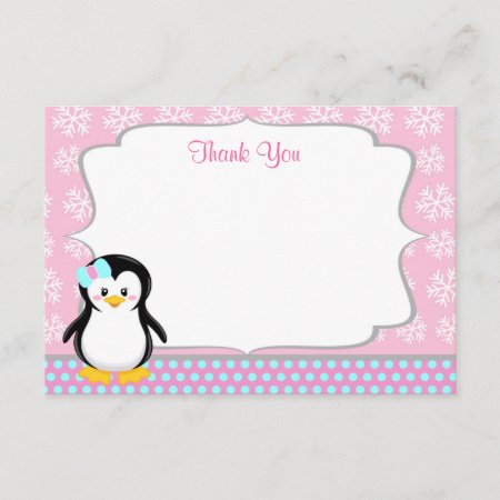 Penguin Winter Snowflake Thank You Cards