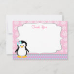Penguin Winter Snowflake Thank You Cards at Zazzle
