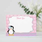 Penguin Winter Snowflake Thank You Cards (Standing Front)