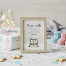 Penguin Winter Twins Baby Shower Diaper Raffle