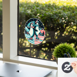 Penguin Winter Waltz Window Cling
