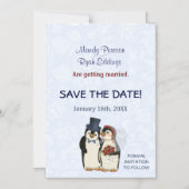 Penguin Winter Wedding Magnetic Save The Date Magnetic Invitation (Front)