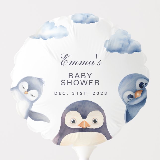 Penguin Winter Wonderland Baby Shower Balloon (Front)