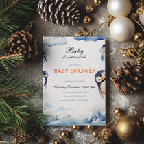 Penguin Winter Wonderland Baby Shower Invitation