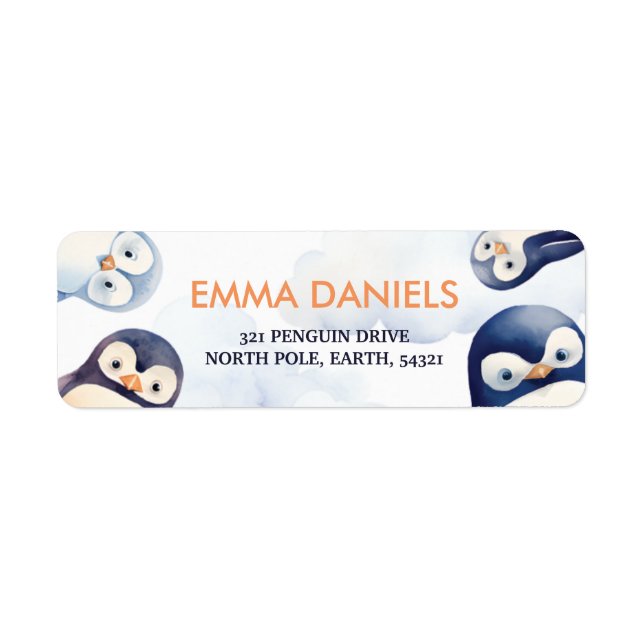 Penguin Winter Wonderland Return Address Label (Front)