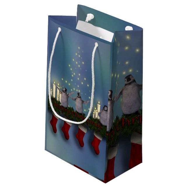 Penguin wish you merry christmnas small gift bag (Back Angled)