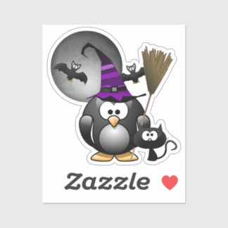 Penguin Witch Halloween Sticker
