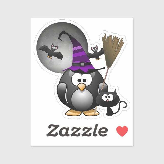 Penguin Witch Halloween Sticker (Sheet)